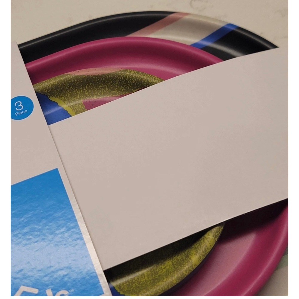 Room Essentials 3 Piece‎ Printed Tray Set Multicolor Striped BPA Free Nesting